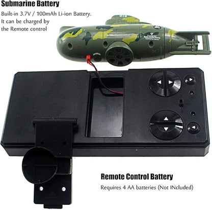 Tipmant Mini RC Submarine Remote Control Boat Ship Military Model Electronic Water Toy Diving for Fish Tank Water Tub Kids Birthday Gift (Green)