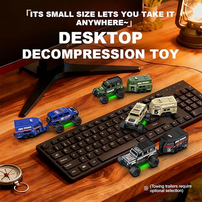 1:64 Scale Mini RC Crawler with Gyro Full Proportional RTR 2.4Ghz Remote Control Truck with RGB Lights (E89-Green)