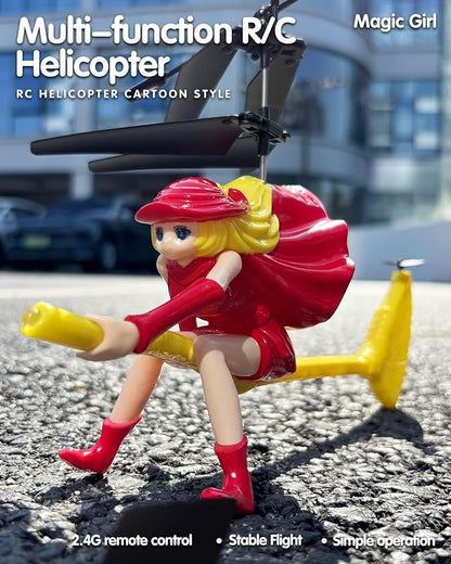 LM16-A RC Helicopter Flying Witch Drone Toys for Girls with LED Lights Indoor/Outdoor Remote Control Helicopter Christmas Birthday Gifts for Kids Boys Girls Age 6-8 9 10 11 12+(Red)