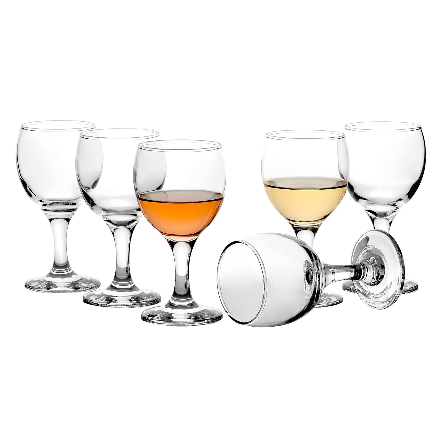 Pasabahce Premium Stemmed Mini Clear Wine and Champagne Glasses, Set of 6,Uniqe Desing Goblet 5.75 Oz, Perfect for Parties, Gifts, Housewarming, Weddings, Aniversary