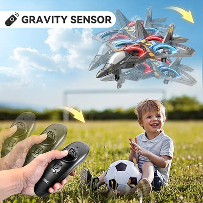 4DRC V17 Foam Remote Control Airplanes Rc Planes for Kids Adults 4-7 8-16 Remote Control Planes Fighter Jet with Light 360° Flip Fighter Jet Toy Gravity Sensing Stunt Roll Gifts for Kids Boys