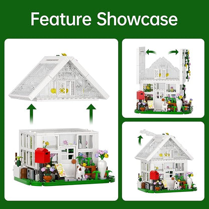 Girls Flower House Building Sets Compatible with Lego Friends Sets for Girls 8-12 Greenhouse Building Toys with LED Lights Garden House Model Christmas Holiday for Friends Kids Adults (484pcs)