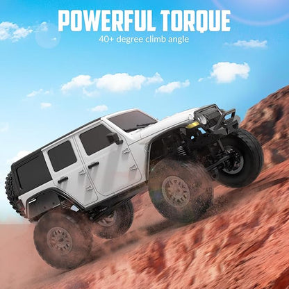 RC Crawler 1/24 RC Rock Crawler 4X4 Monster Truck Off Road Climbing Vehicles with Bright Headlight Waterproof 2.4GHz Remote Control Car RTR for AdultsAll Terrain RC Car White