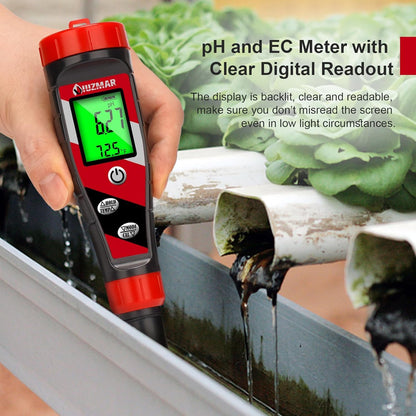 UIUZMAR pH Meter for Water Hydroponics Supplies - pH Up and Down Tester Digital PPM Meter EC Meter Combo for Home Growers – Accurate pH Tester TDS EC Reader for Hydroponics