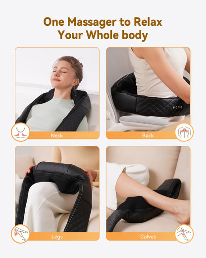 KNQZE Shiatsu Neck and Back Massager with Heat, Neck and Shoulder Massager, 4D Deep Tissue Kneading Massage Pillow for Shoulder, Back, Leg Muscle Pain Relief, Gifts for Mom Woman, Not Cordless
