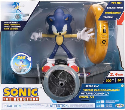 JAKKS Pacific Sonic The Hedgehog Speed RC Skateboard Vehicle with Gold Ring Controller – Light Up Wheels &amp 360 Spins Turbo Mode for Extra Boost 2.4GHz 100FT Range