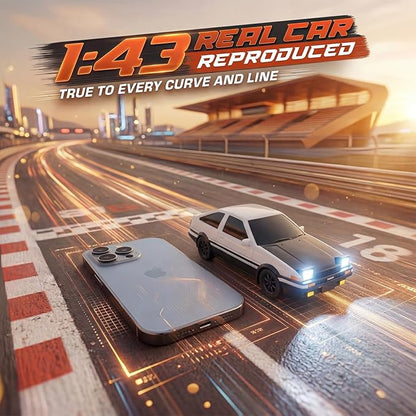 [2026 New Upgrade 1/43 Scale Mini RC Drift Car with Gyroscope Toys for Age 8-14 Old Birthday Gifts Micro Small with Full Proportional RTR 2.4GHz Remote 2 Tire Sets 8 Cones - White