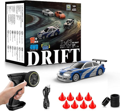 RC Drift car 1/43 Mini Rc Drift car with Gyroscope 2.4GHz Full Proportional Remote control Cars 4WD High Speed Racing with Lights Racing Tires Model Cars Gift for Adults Kids Boys Girls