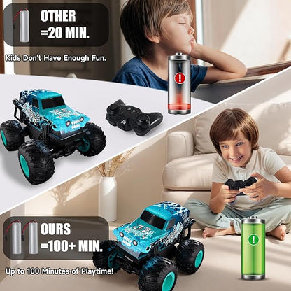 2.4Ghz Remote Control Monster Trucks for Boys Age 4-7Zombie Monster Truck Toys with Stunt 360°Spin &amp Drift 1:20 Scale Remote Control Car with Light &amp Sounds Gift for 3 5 6 8 Year Old Boys&