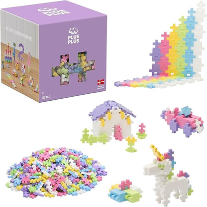 PLUS PLUS - Open Play Set - 600 Piece - Pastel Color Mix Construction Building Stem Toy Interlocking Mini Puzzle Blocks for Kids