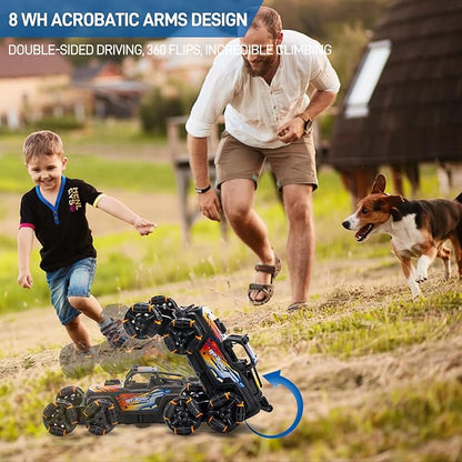 RC Stunt Car Remote Control Monster Truck - 360° Drift Car with Gesture Sensing 45°Hill Climbing Cool LED Lights &amp Music Effects - Top RC Cars Gift for Boys 8-12