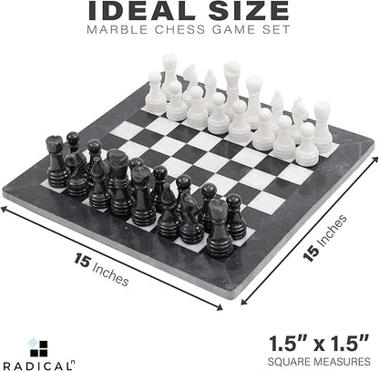 Radicaln Marble Chess Set 15 Inches Handmade Black and White Classic Board Games for Adults Luxury Marble Chess Board &amp 32 Chess Pieces