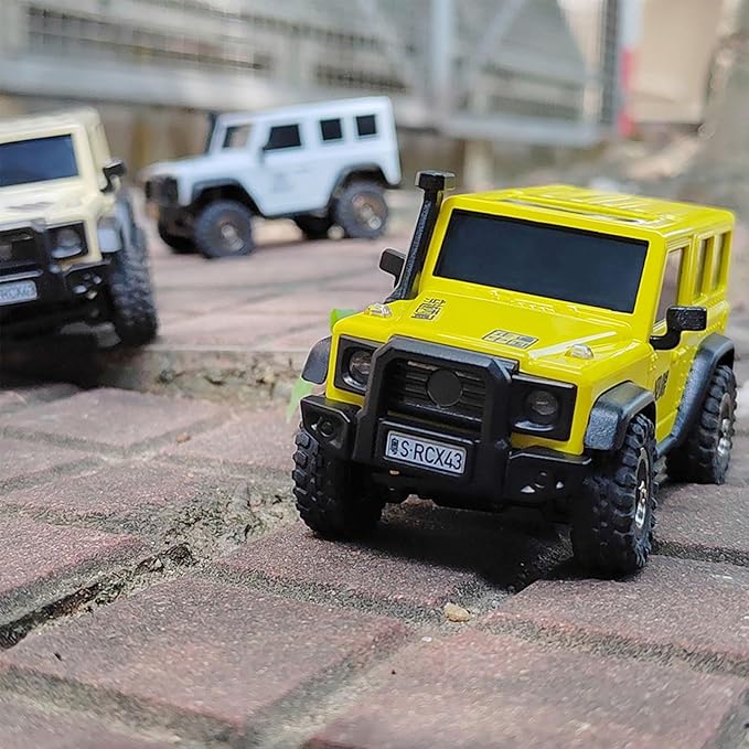 LDARC 1:43 Scale Mini RC Crawler RTR RC Rock Truck 4x4 2.4GHZ Hobby Grade Remote Control Car Model Vehicle RC Buggy Comes with a DIY Replaceable Body Shell(Lemon Yellow)