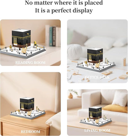Mecca Kaaba Building Blocks 446 Pcs Holy Mosque Architecture Model Islamic Gift for Ramadan &amp Eid Educational Muslim Toy for Adults Teens Home Decor Souvenir with Display Base