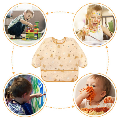 Accmor 5 Pack Long Sleeve Bibs, Baby Smock Waterproof Sleeved Bib Smock for Baby Toddler 6-24 Months