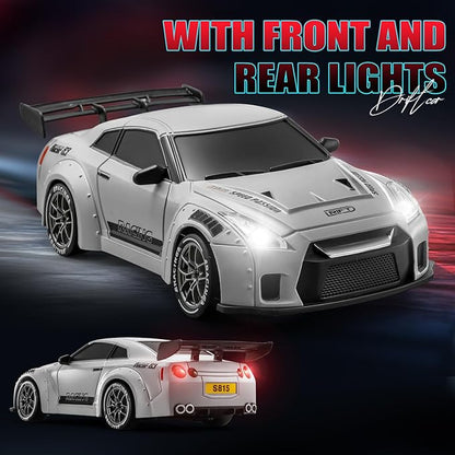 ACAMMZAR RC Drift Car 1:24 Remote Control Car for Kids 20KM/H 4WD High Speed RC Cars with LED Lights Two Batteries Extra Drifting Tires Vehicle for Adults Boys Girls