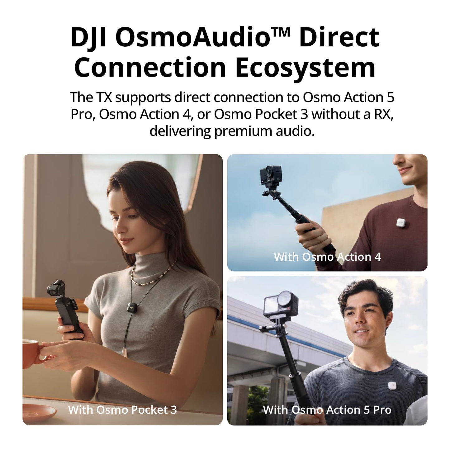 DJI Mic Mini (2 TX + 1 RX + Charging Case), Wireless Lavalier Microphone for iPhone/Camera/Android, Ultralight, Detail-Rich Audio, 48h Use, Noise Cancelling, Automatic Limiting, Vlog, Streaming