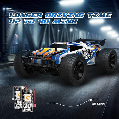 Holyton 1:10 Large High Speed Remote Control Car with LED Shell Lights 48+ KM/H 4WD Offroad Monster Truck for Adults &amp Kids Hobby RC Truck Vehicle 2 Battery Crawler Toy Gift for Boy