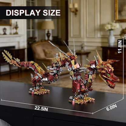 Mechanical Dragon Building Set for AdultsAnimal Dragon Model for Home DecorConstruction Building Block ToyCreative Gift for Teens 14+