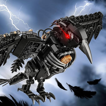 Mechanical Crow Building Sets Sky Animals Bird Building Block Collection Toy Home Office Decor Crow Bird Model Kit for Adults (1018PCS)