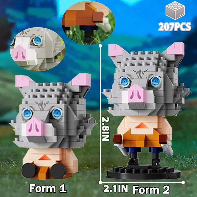 5 Kill Demon-Themed Anime Figures Building Set 2IN1 Sitting&ampStanding Models Cute Popular Characters Monster Killer Micro Brick Japanese Manga Merch Toy Decor Easter's Day Gift for Fans(1140 Pcs)