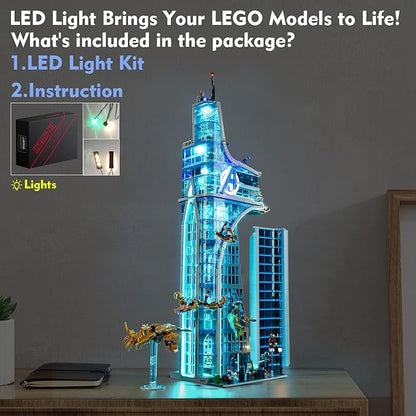 LED Light Kit Compatible with Lego Avengers Tower 76269 DIY Creative Lighting Set Accessories Compatible with Lego 76269 Building Set (Lights Only No Models)