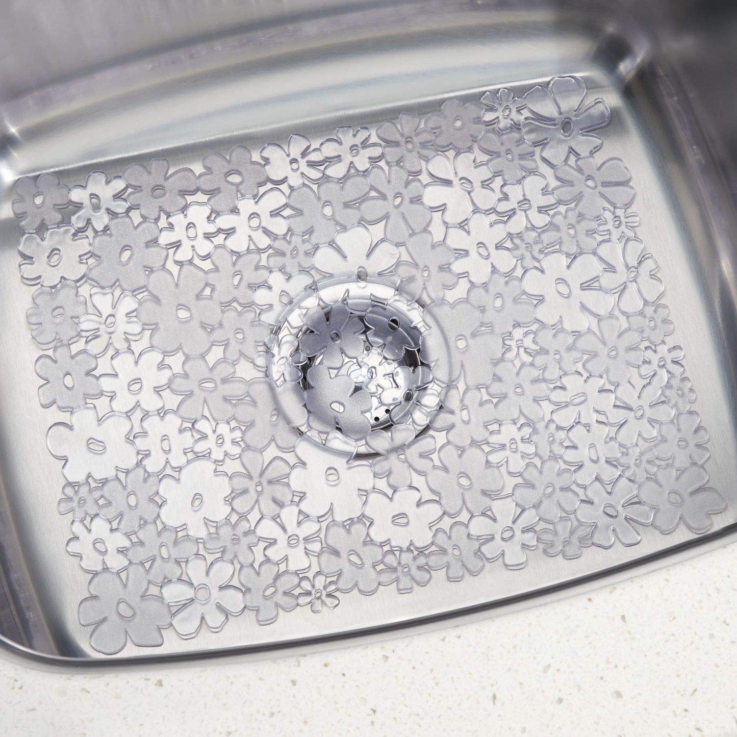 InterDesign 60960 Blumz Kitchen Sink Protector Mat - Large, Clear