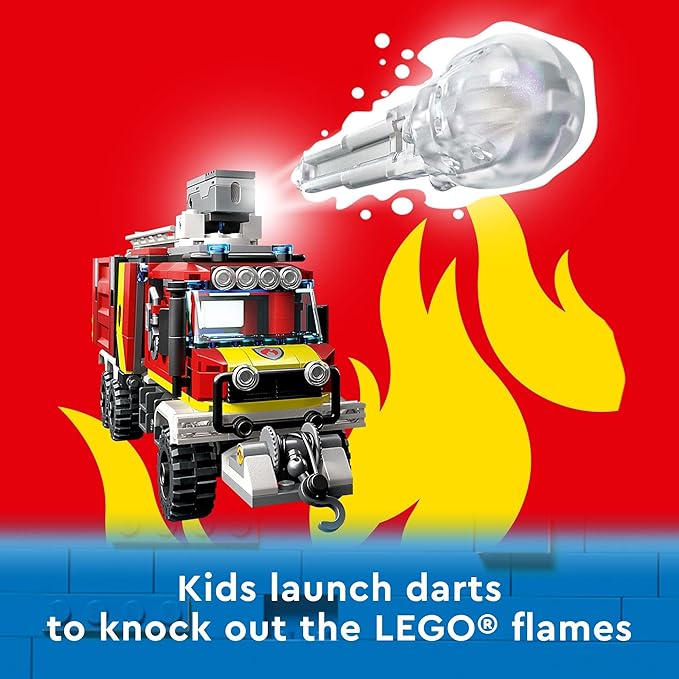LEGO City Fire Command Truck Building Set - Fire Truck Toy with Land &amp Air Drones for Boys &amp Girls Ages 7+ - Kids Pretend Play Toy with 3 Minifigures - Gift Ideas for Birthdays - 60374
