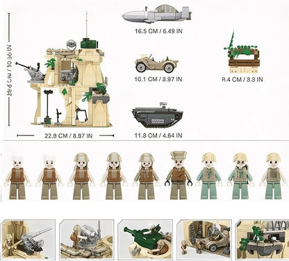 General Jim's Battle of Iwo Jima WW 2 Military Brick Building Set Building Block Model or Playset Great Gift for History Enthusiast Teens and Adults