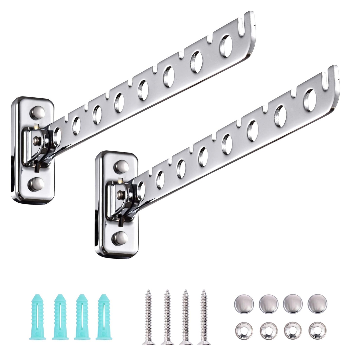 ASHOP Wall Mounted Clothes Hanger 2-Pack Folding Swing Arm Rack for Laundry Room Space-Saving Heavy-Duty Organizer Ideal for Bathroom & Bedroom