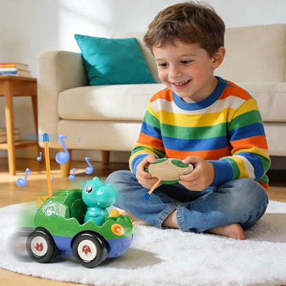 Remote Control Dinosaur Car for Kids - Dino RC Car Toys for Toddler Ages 18+ Months with Lights and Music Birthday Gifts for Boys Ages 2 3 4 5 Years Old