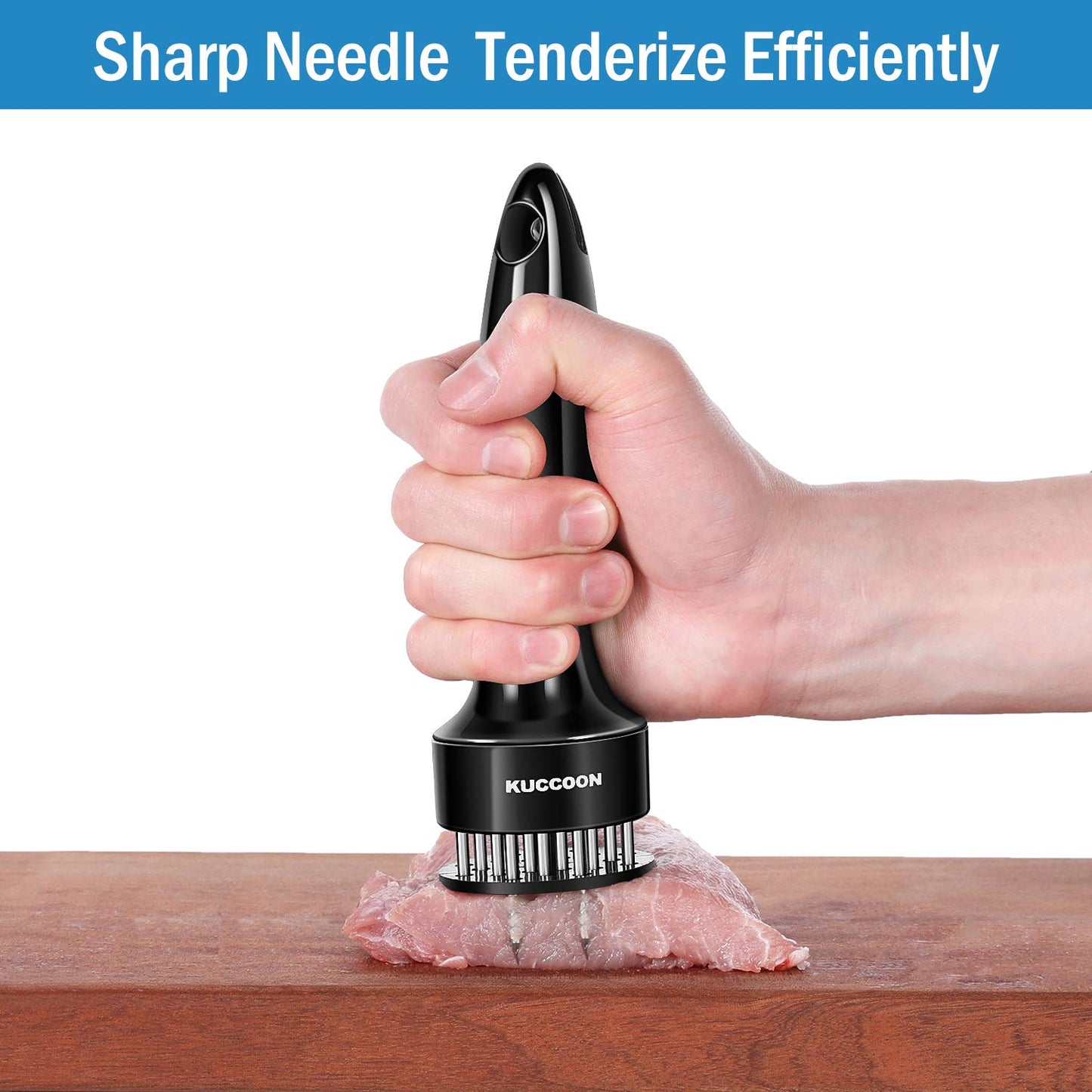 KUCCOON Meat Tenderizer Tool Stainless Steel Needle Ultra Sharp 24 Blades Tenderizer Tool for Tenderizing Beef Chicken Steak Veal Pork