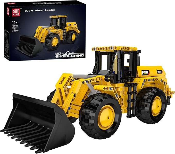 Mould King 17084 Wheel Loader Building Block Set Engineering Vehicle Toy to Build Bulldozer Model as Collectible and Display (910 Pieces)