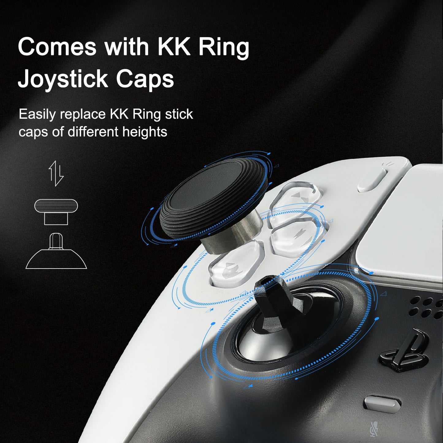 AKNES GuliKit TMR Electromagnetic Joysticks Replacement for Switch Pro Controller, Thumbstick Grips for Switch Pro Controller, Thumbstick Caps Included