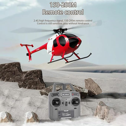 C189 Remote Control Helicopter 2.4G 6CH UAV 1:28 Brushless Motor RC Helicopter Single Blade Flybarless Remote Helicopter RTF with Optical Flow Localization 3 Battery - Red