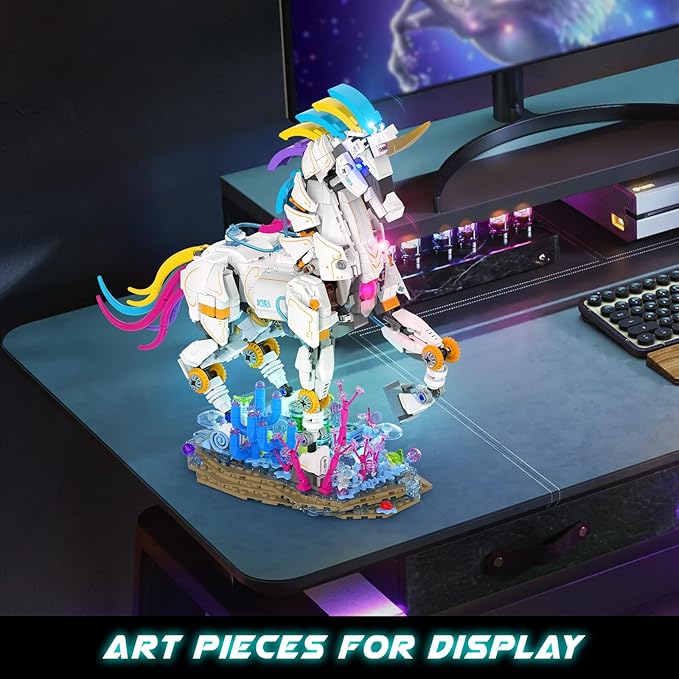 JMBricklayer Unicorn Building Sets for Adults with Lights 70008 Myth Art Creator Animals Display Ideas Magical Rainbow Unicorn Home Decor Building Toys Christmas Birthday Gifts for 14+(1492 PCS)