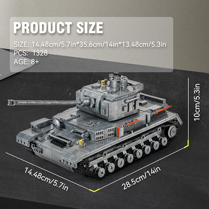 DAHONPA Panzer-Ⅳ Tank Army Building Block(1328 PCS)WW2 Military Historical Collection Model with Soldier FiguresToys Gifts for Kid and Adult.