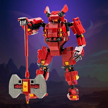 MyBuild Sci-Fi Rita 5028 – Red Armor Mech with Battle Axe | Collectible Robot Building Set | Ages 14+