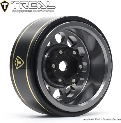 TREAL 1.0 Beadlock Wheels 12 Spokes Classic Rims (4P) for SCX24 AX24 FCX24 TRX4M 1/24 1/18 Crawler Car-Type I(Gray)