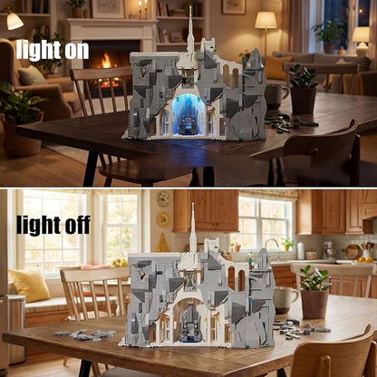 Medieval The Rings White Castle Architecture Sets for Adult Building with Lights Movie Modular Collectible for Fans Gift Toy for Men and Women (2318 Pcs)