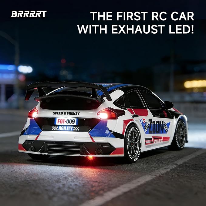 BRRRRT 1:24 Remote Control Rally Car4WD High Speed Remote Control Cars with LED LightsDrift Car for Boys and Girls Age 6+ Blue