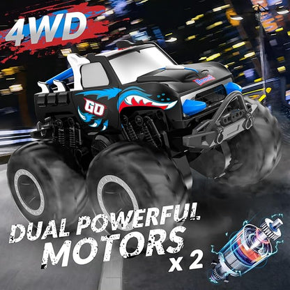 STEMTRON Amphibious Remote Control Car 2.4 1:20 GHz All Terrain Off-Road RC Car Pool Toys Remote Control Boat Gifts for Kids Boys Blue