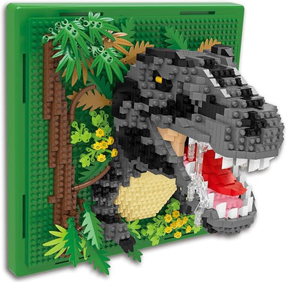 Dinosaur Animal 3D Wall Art Micro Mini Building Blocks Set Unique Home Wall Decor or Table Display Ideal Gift Toy for Adults &amp Teens 14+ (1263 PCS)