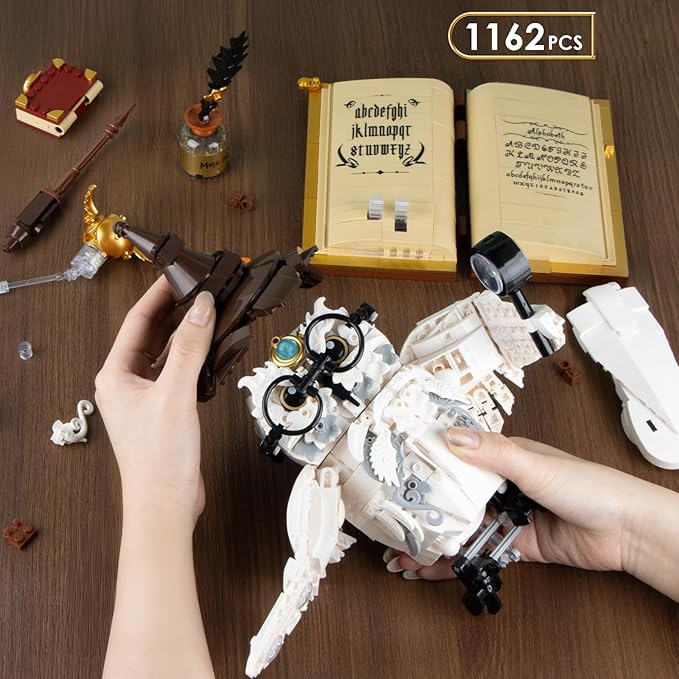 Ideas Magic World Owl Building Set MOC Creative Bird Animal Building Set with Light Collectible Hary Bird Model Toys Gifts for Teens Adults 14+ (1162 PCS)