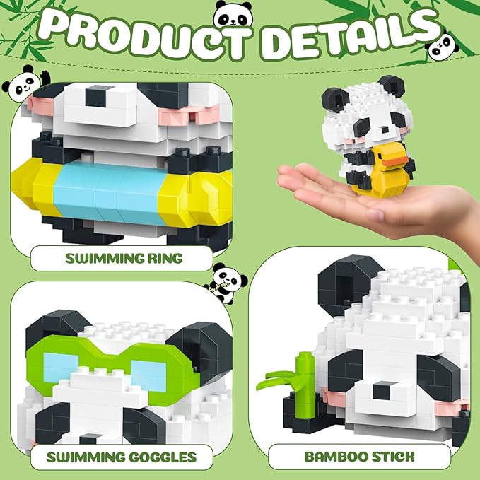 Animals Building Block SetsMicro Mini Animals Party Favors for Kids Birthday Gift for Boy Girl12 Pack Pandas