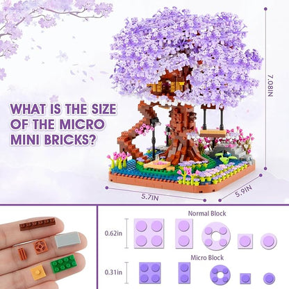 Cherry Blossom Bonsai Tree Building Set Flowers Tree House Model Sets for Adults 2200Pcs Micro Bricks Collectible Creative Gifts for Adults Girls Boys 14+