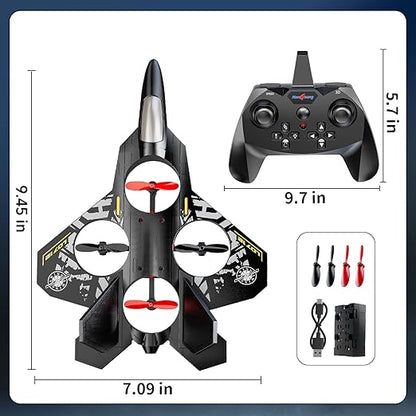 Foam Remote Control Airplane for Kids 8-12 2.4 GHz RC Plane with Colorful Lights 360° Flips and Stunt Roll RC Airplane Toy for Boys and Girls Ages 8-16 Gift for Kids and Adults (Gray)
