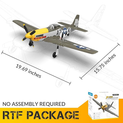 P51 Mustang RC Plane Brushless 4 Channel - VOLANTEXR 500mm RC Planes with XPilot Stabilizer &amp 3D Aerobatic RC Airplanes for Adults 2 Batteries