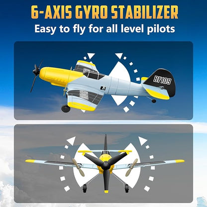 HAWK'S WORK 3 Channel RC Plane BF-109 Remote Control Airplane Ready to Fly 2.4GHz 6-axis Gyro Stabilizer Easy to Fly for Kids &amp Beginners