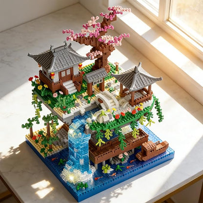 Beego Cherry Blossom Bonsai Tree Architecture Mini Building Kit Set Chinese Peach BlossomArchitecture Building Blocks with Light Japanese Sakura Tree House Gift for Adults Teen(2500PCS)